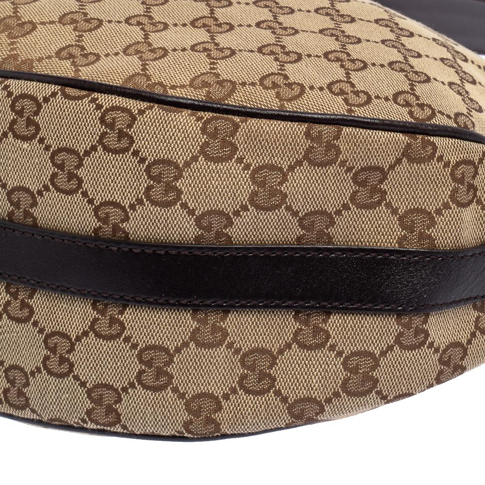 Gucci Beige/Dark Brown GG Canvas and Leather Twins Small Hobo 3