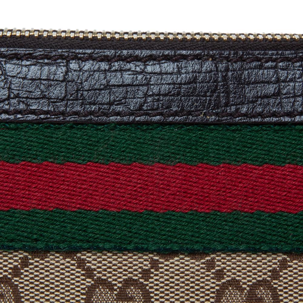 Gucci Beige/Dark Brown GG Canvas and Leather Web Pochette Clutch Bag 3