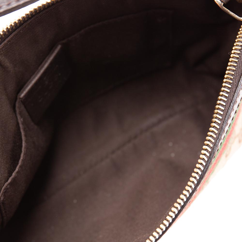 Gucci Beige/Dark Brown GG Canvas and Leather Web Pochette Clutch Bag 4