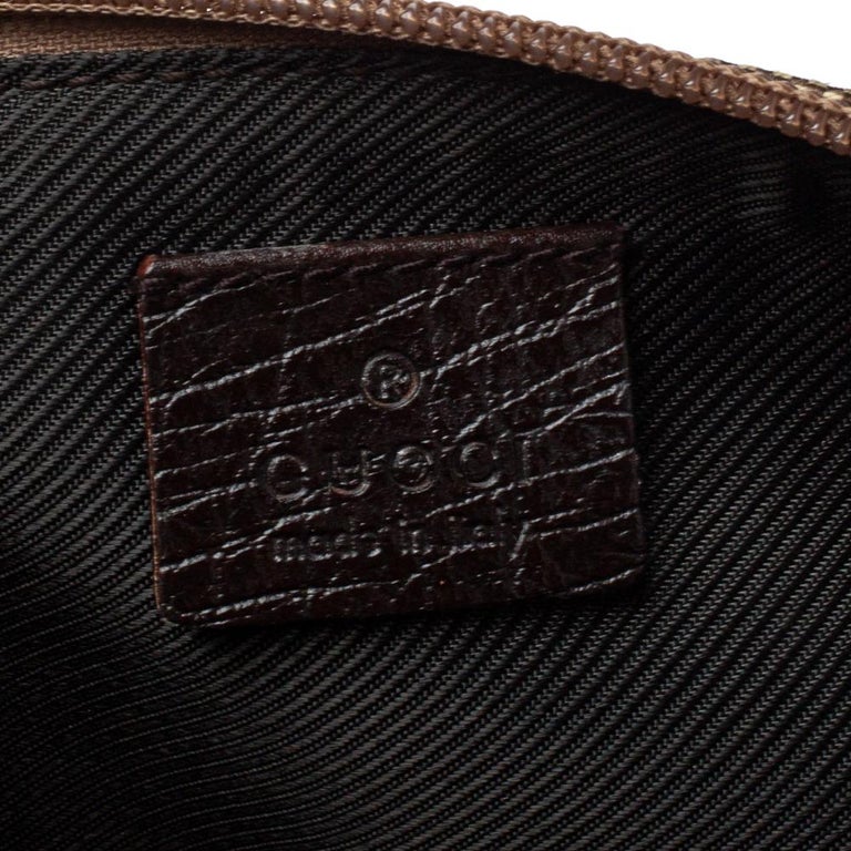 Gucci Dark Brown GG Canvas and Leather Boat Pochette Bag