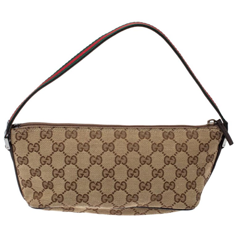 Gucci Vintage GG Canvas Boat Pochette - Brown Handle Bags, Handbags -  GUC1356918