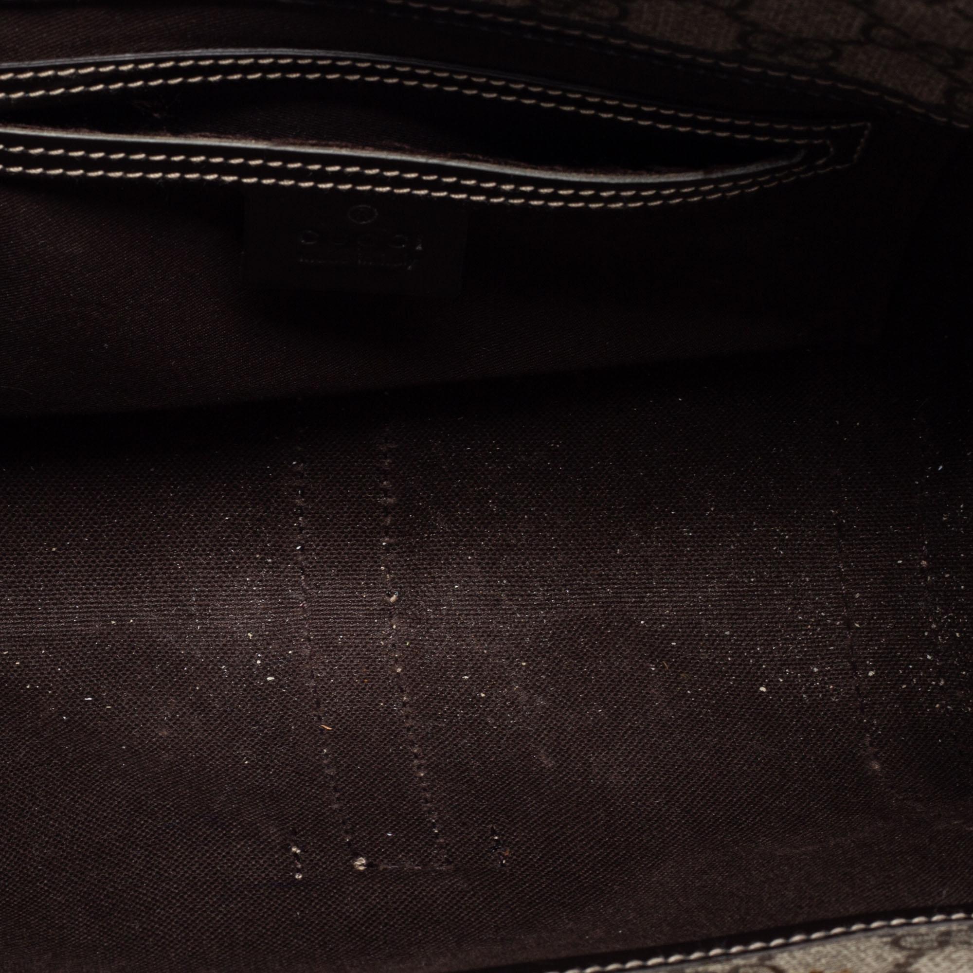 Gucci Beige/Dark Brown GG Supreme Canvas And Patent Leather Joy Hobo 1