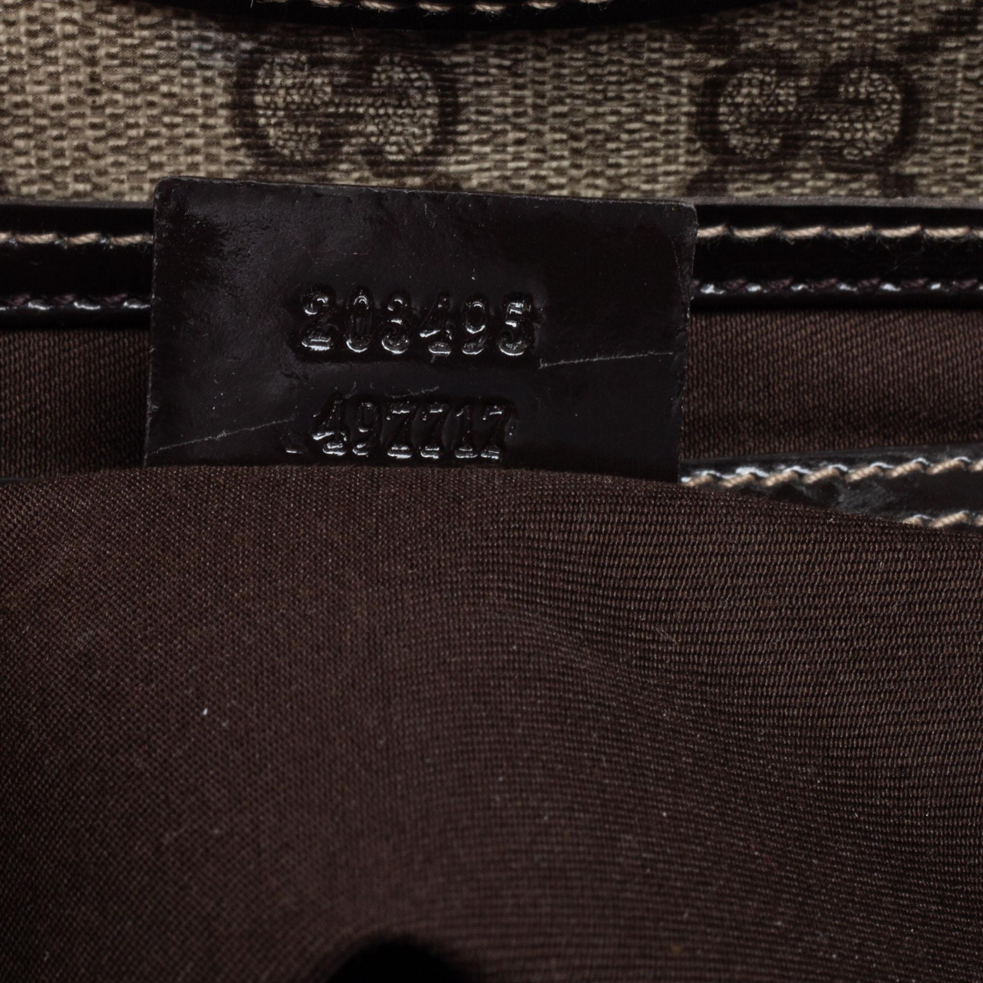 Gucci Beige/Dark Brown GG Supreme Canvas And Patent Leather Joy Hobo 3