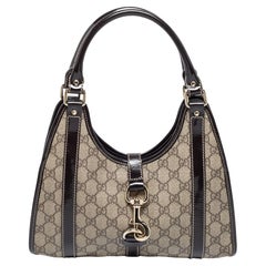 Gucci Beige/Dark Brown GG Supreme Canvas And Patent Leather Joy Hobo