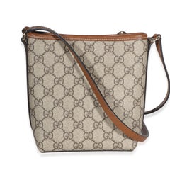 Gucci Beige Dark Brown GG Supreme Monogram Emblem Nano Bucket Bag