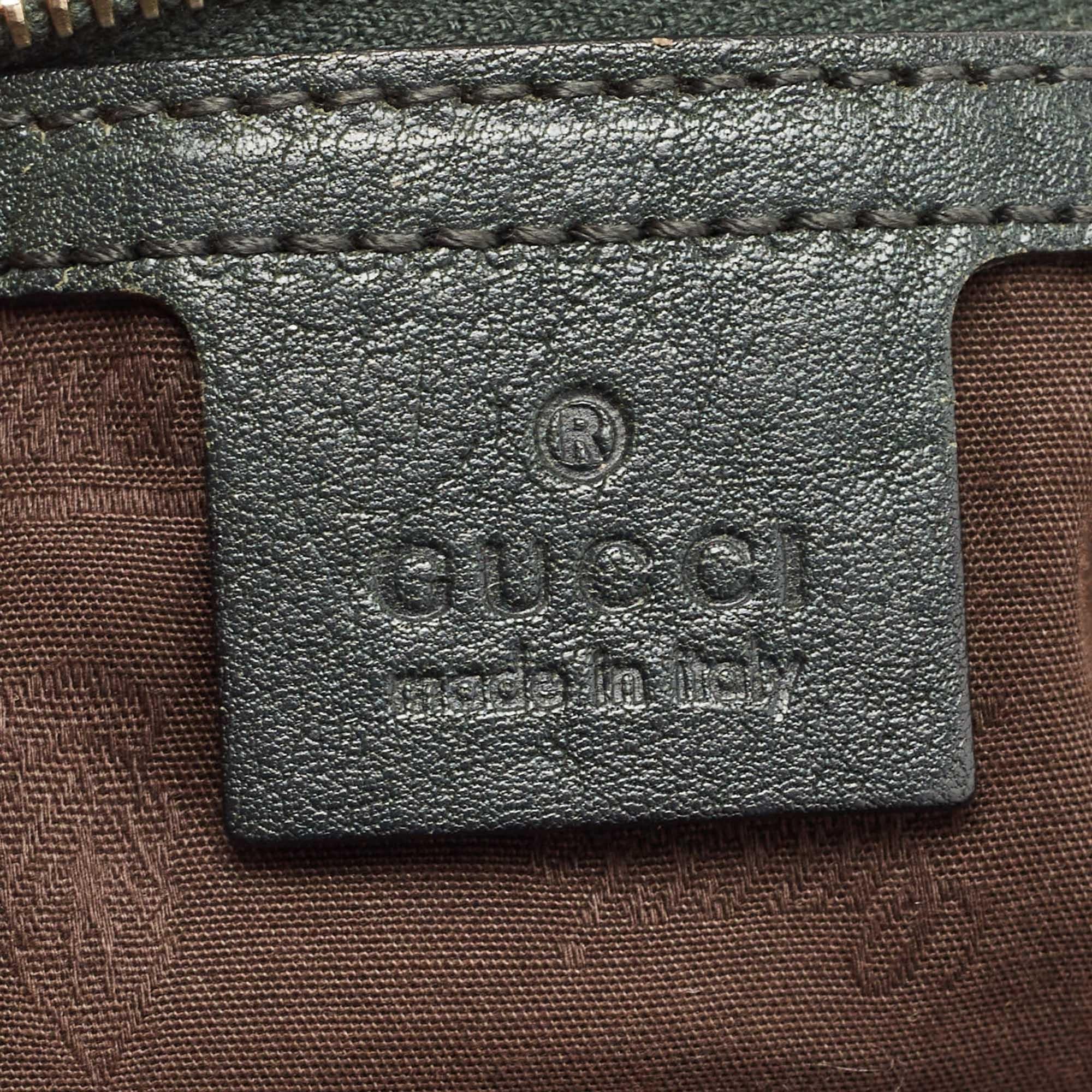 Gucci Beige/Dark Green GG Canvas and Leather Large Charms Tote 7