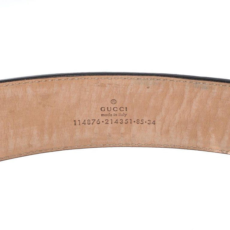Gucci Beige Diamante Canvas and Leather Interlocking G Buckle Belt 85CM ...