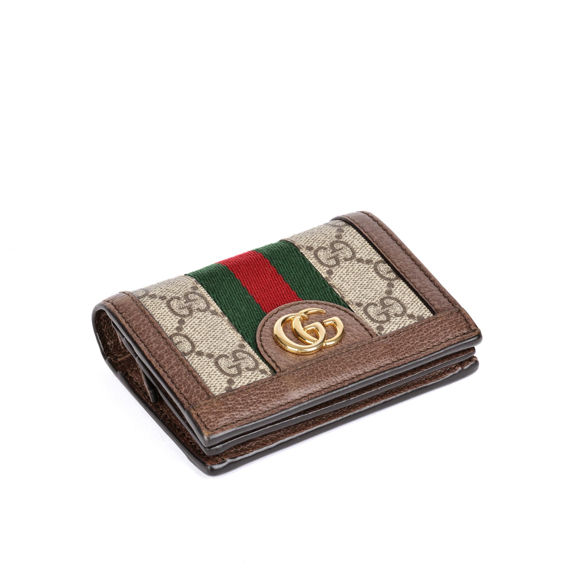 Gucci Beige, Ebony & Brown GG Supreme Canvas and Leather Ophidia GG Card Case Wallet

CONDITION NOTES
The exterior is excellent condition with light signs of use.
The interior is in excellent condition with light signs of use.
The hardware is in