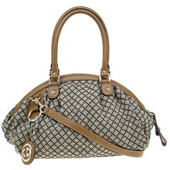 Gucci Beige/Ebony Diamante Canvas Medium Sukey Boston Bag