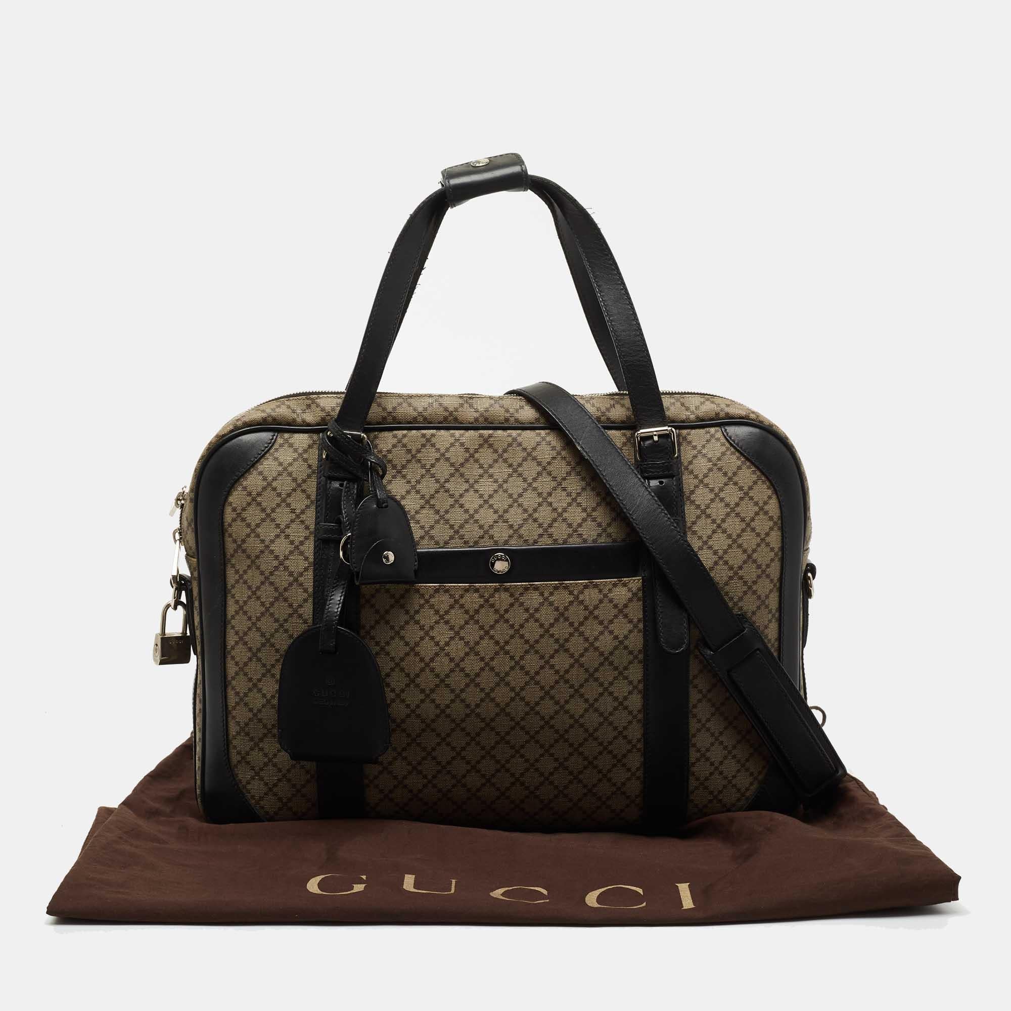 Gucci Beige/Ebony Diamante Supreme Canvas Brief Laptop Bag 11