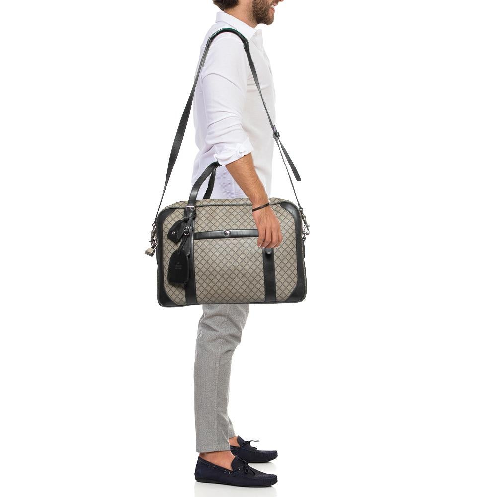 Gucci Beige/Ebony Diamante Supreme Canvas Brief Laptop Bag In Fair Condition In Dubai, Al Qouz 2