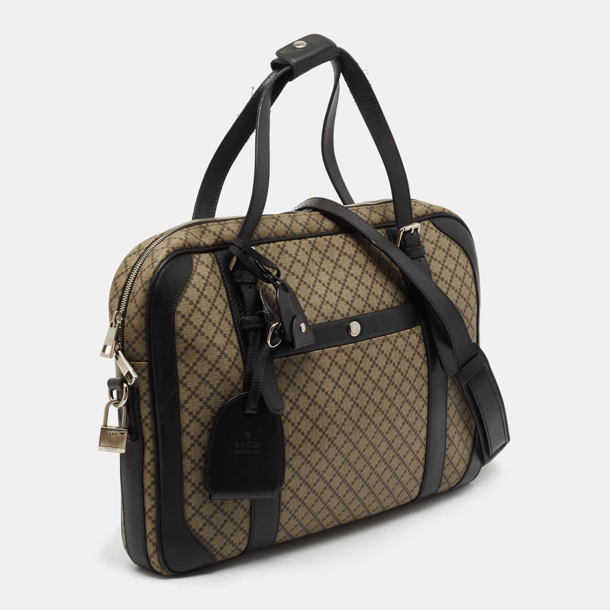 Men's Gucci Beige/Ebony Diamante Supreme Canvas Brief Laptop Bag