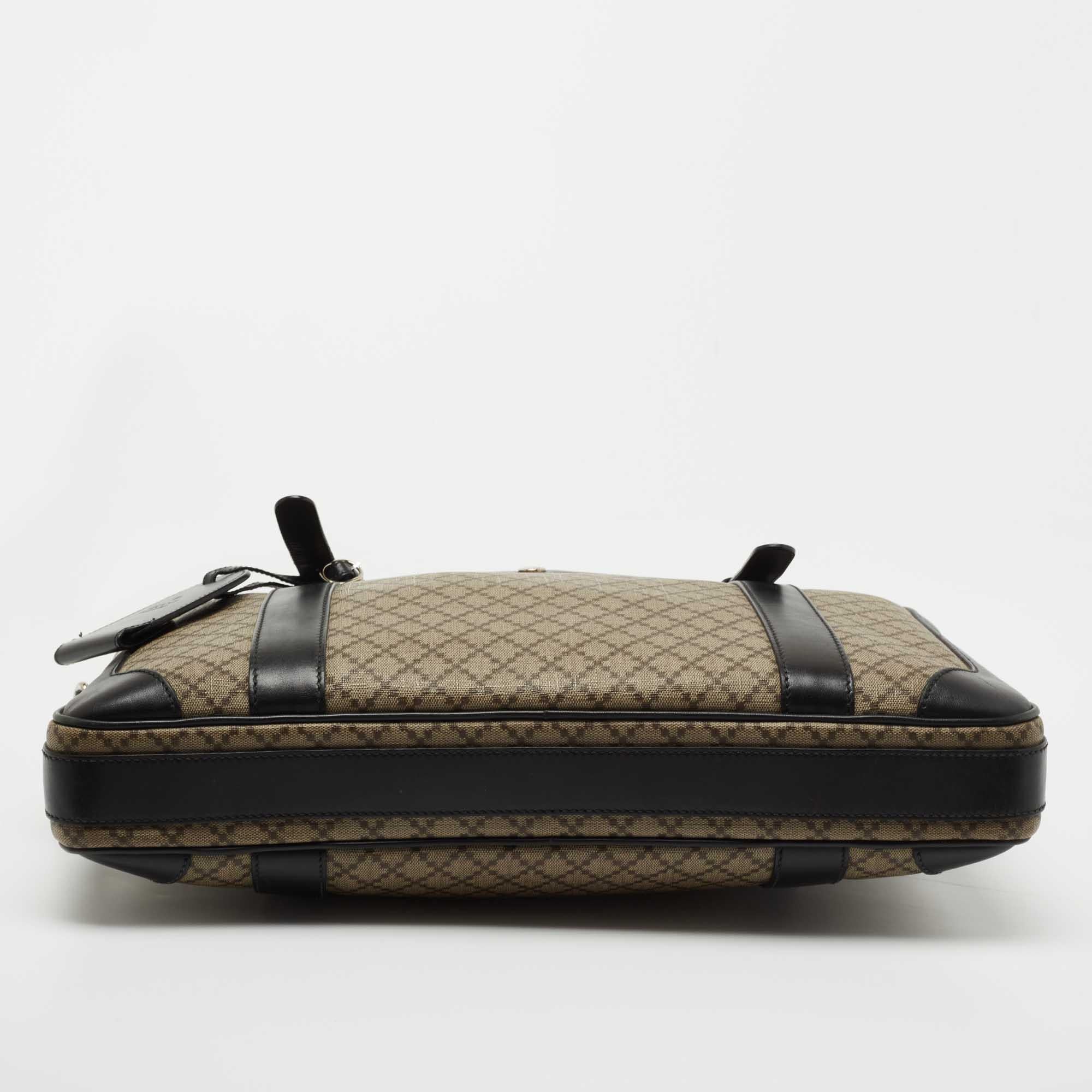 Gucci Beige/Ebony Diamante Supreme Canvas Brief Laptop Bag 1