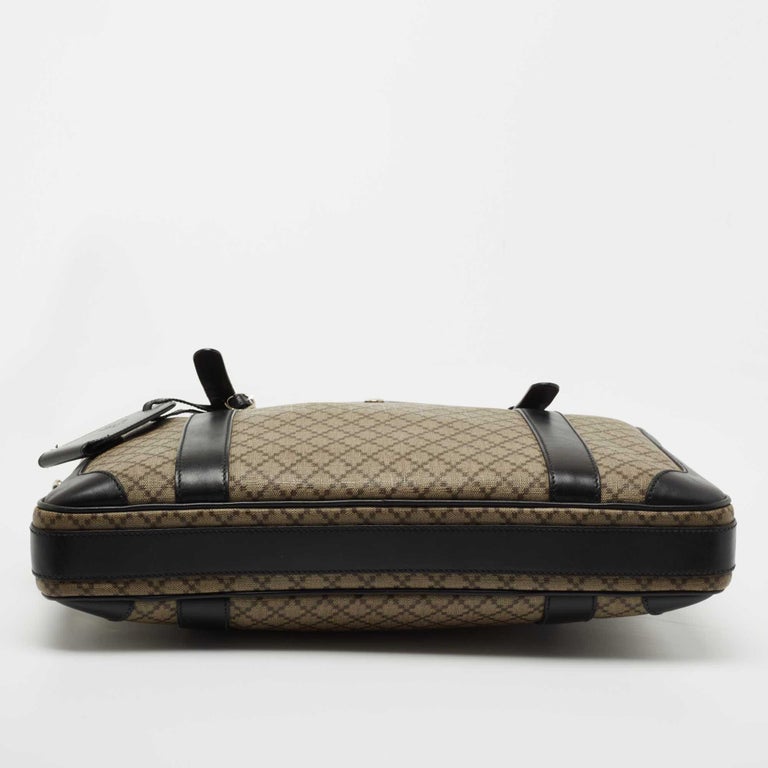 Gucci Beige/Ebony Diamante Supreme Canvas Brief Laptop Bag at 1stDibs