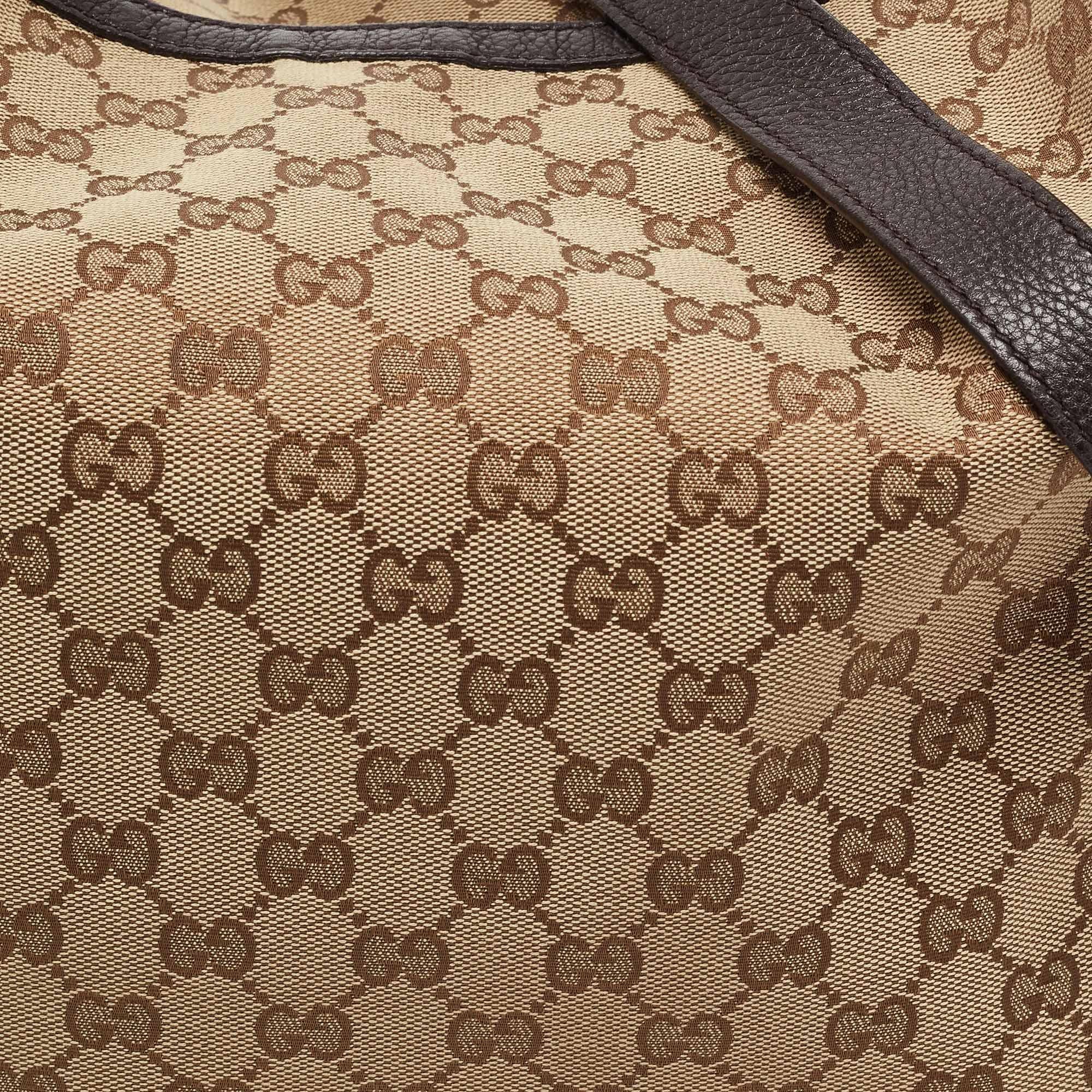 Gucci Beige/Ebony GG Canvas and Leather Bamboo Shoulder Bag 14