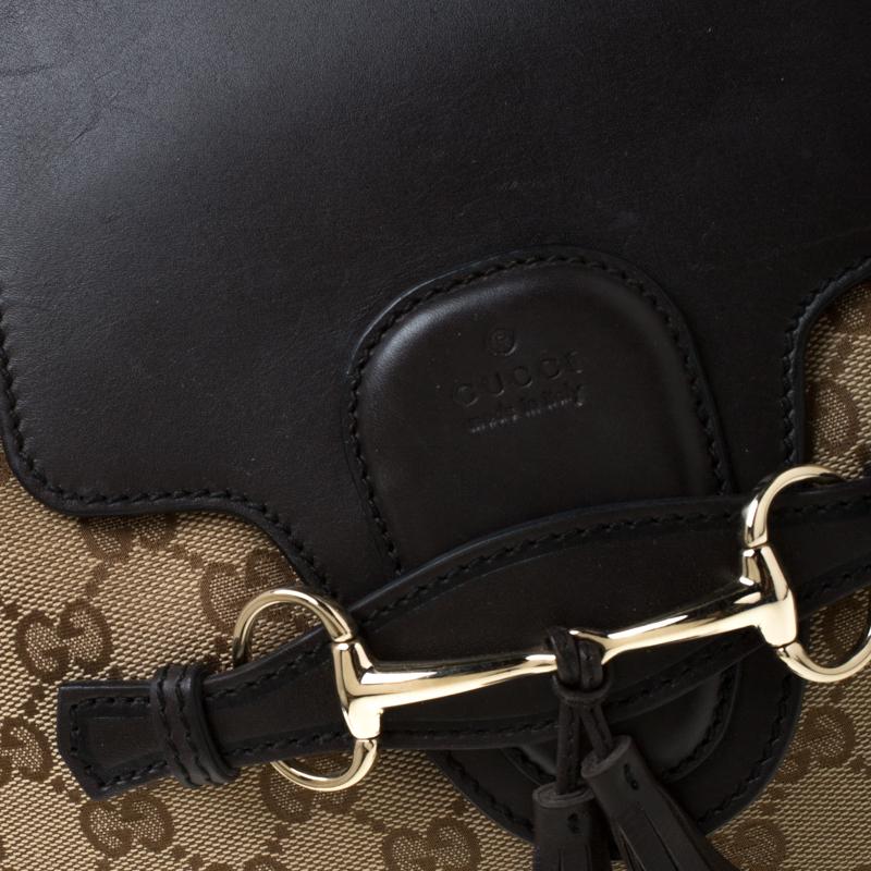 Gucci Beige/Ebony GG Canvas and Leather Emily Chain Hobo 3