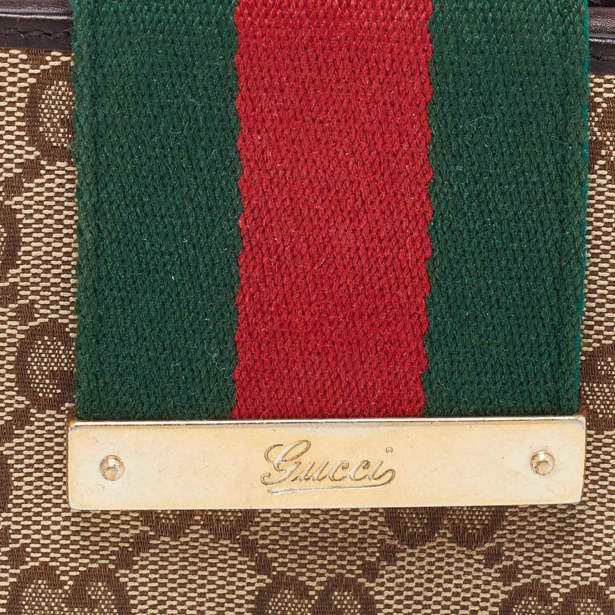 Gucci Beige/Ebony GG Canvas and Leather Ladies Web Continental Wallet 2