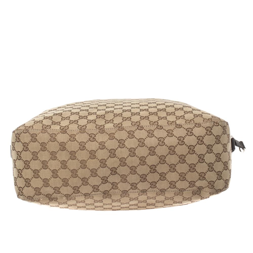 Gucci Beige/Ebony GG Canvas und Leder Large Icon Bit Tote Damen