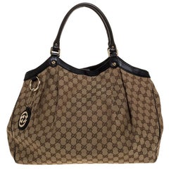 Gucci Beige/Ebony GG Toile et Cuir - Large Sukey Tote