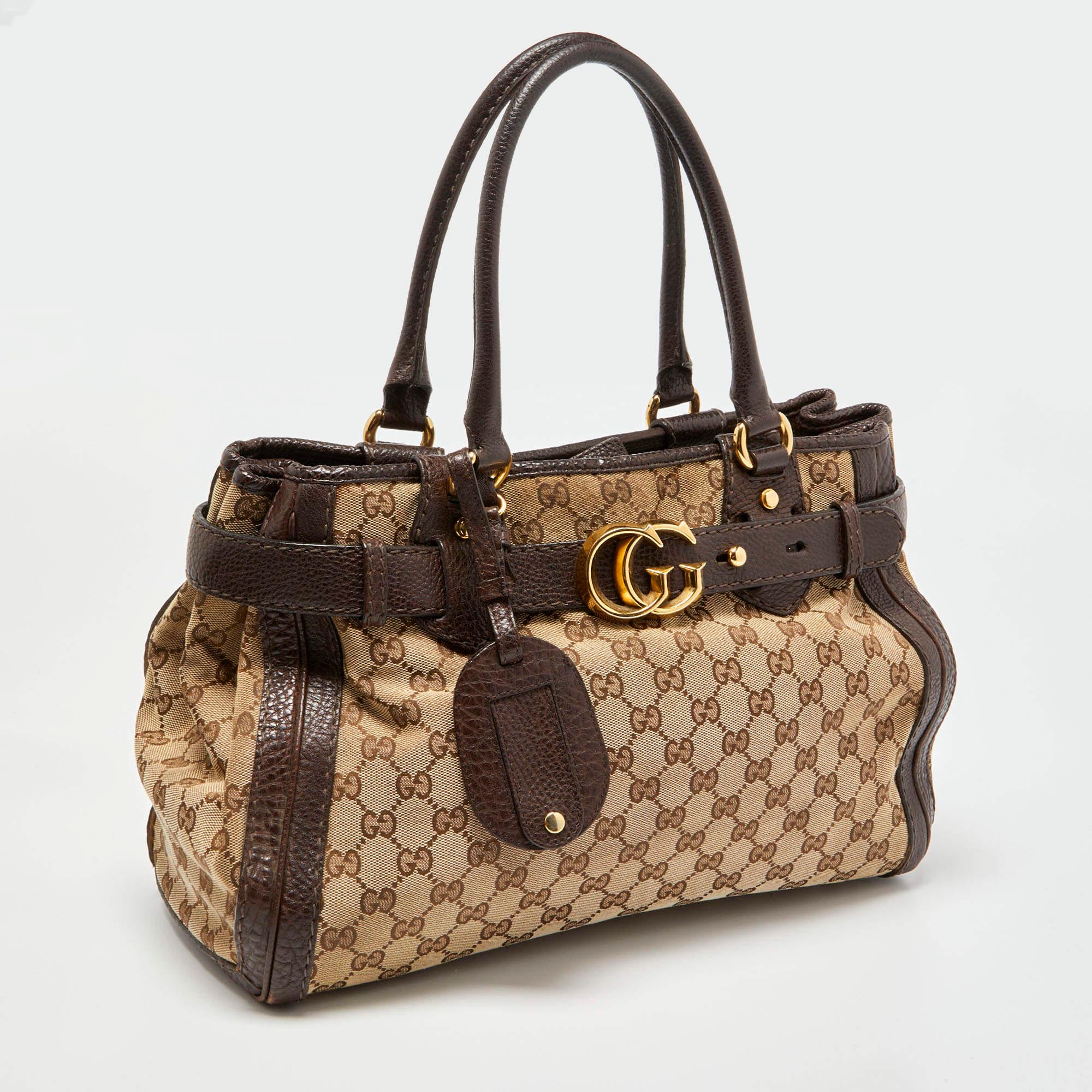 gucci gg running leather tote bag