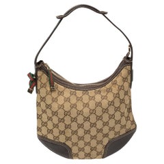 Gucci Beige/Ebony GG Canvas and Leather Small Princy Hobo