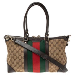 Gucci Beige/Ebony GG Canvas and Leather Vintage Web Bag