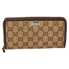 Gucci Beige/Ebony GG Canvas and Leather Zip Around Wallet
