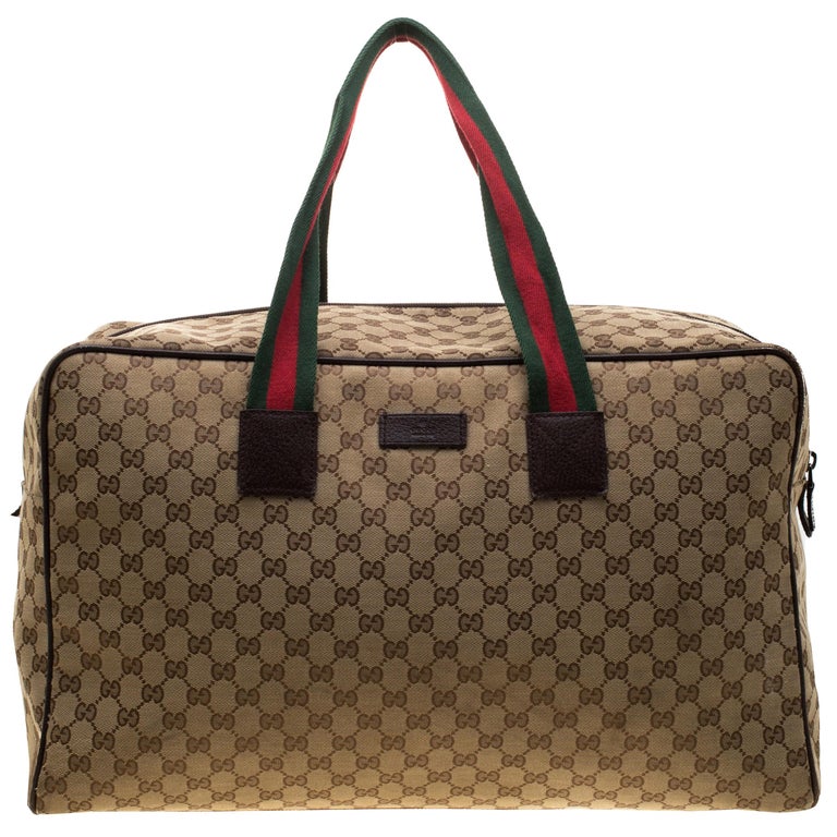 Gucci Beige/Ebony GG Canvas Carryall Duffle Bag For Sale at 1stDibs