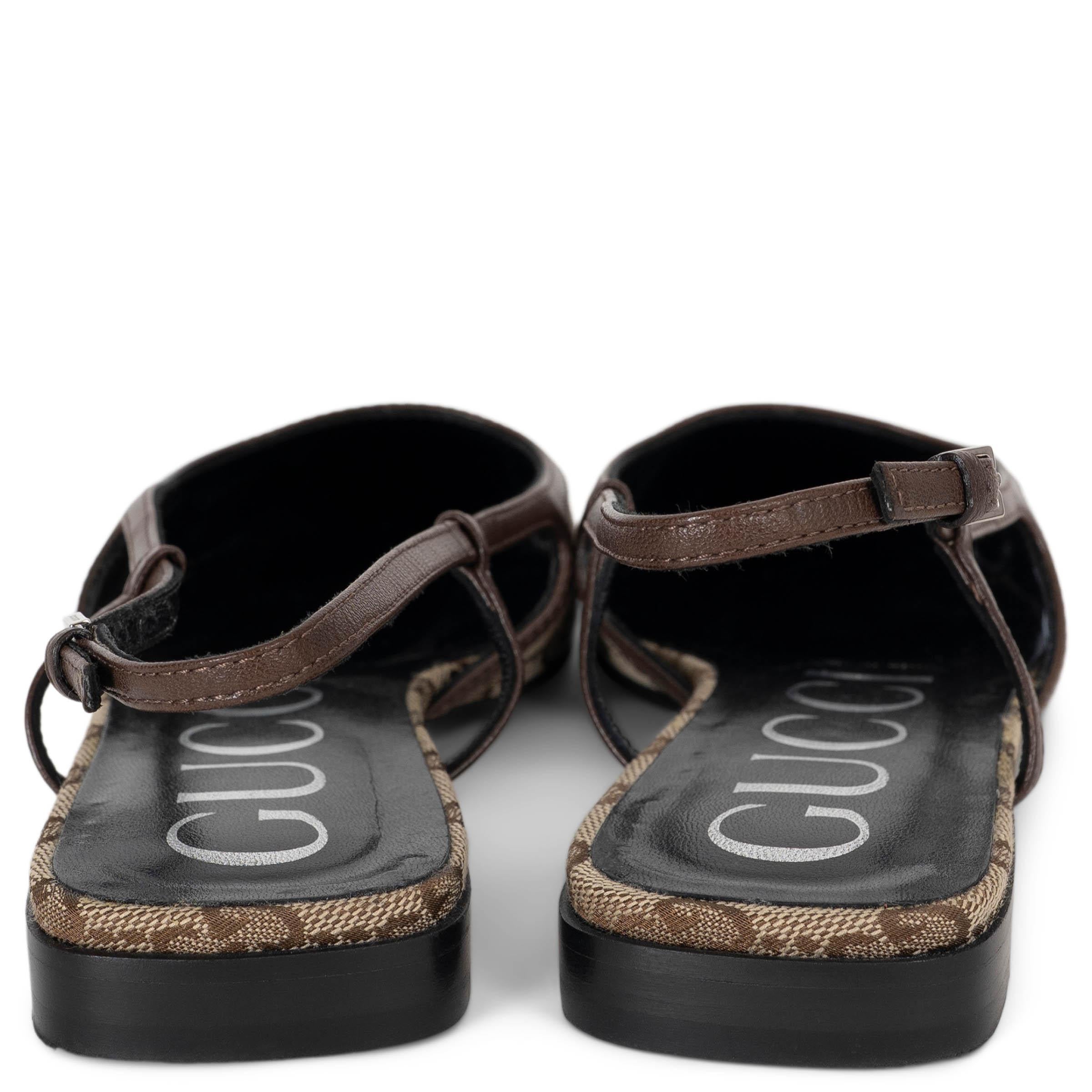 GUCCI beige ébène GG toile DEMI SLINGBACK Chaussures 36 Excellent état - En vente à Zürich, CH