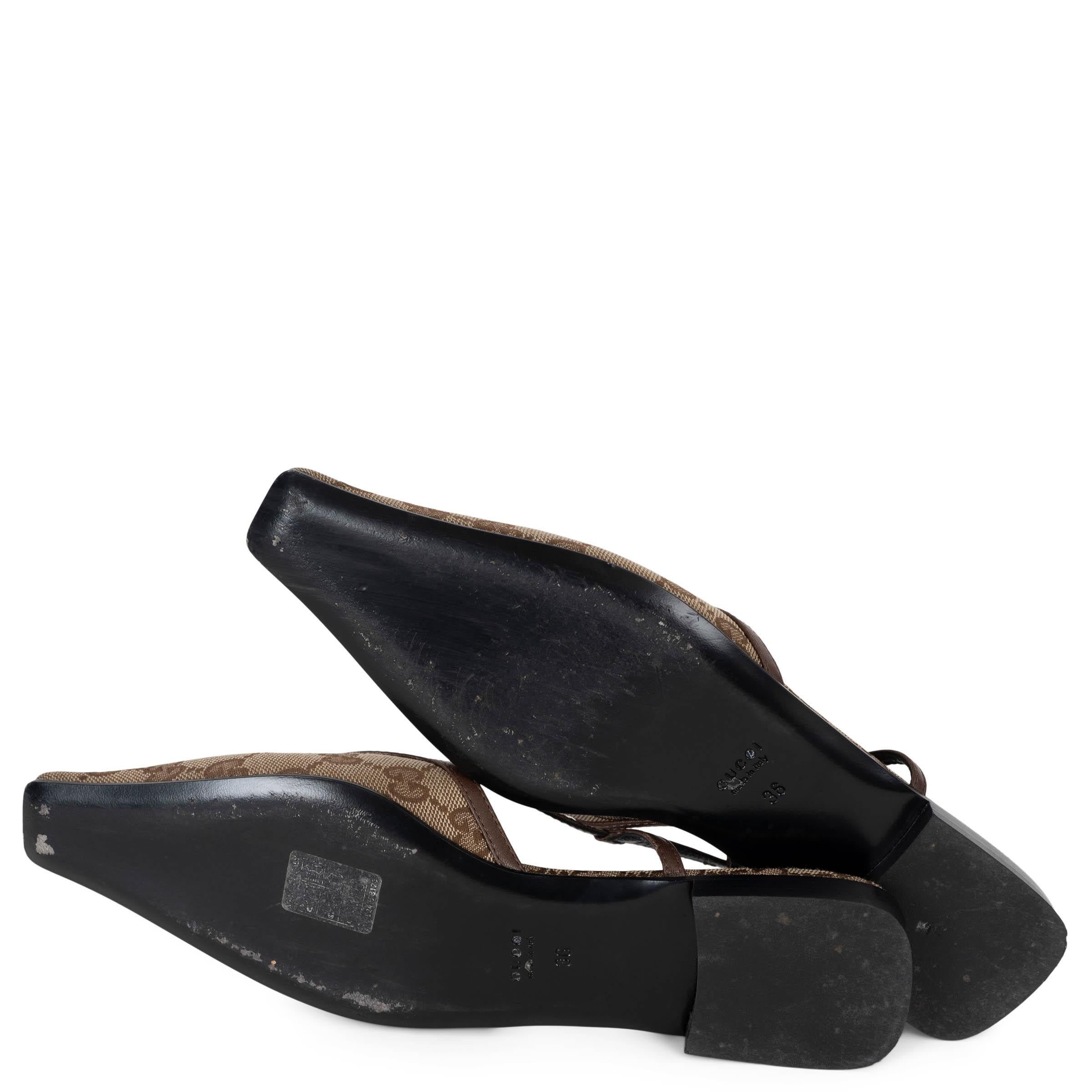 GUCCI beige ébène GG toile DEMI SLINGBACK Chaussures 36 en vente 3