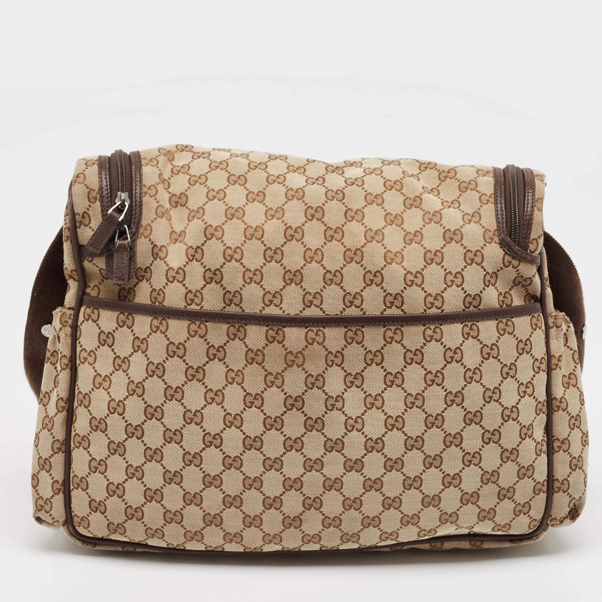 Gucci Beige/Ebony GG Canvas Original Baby Changing Bag In Good Condition In Dubai, Al Qouz 2