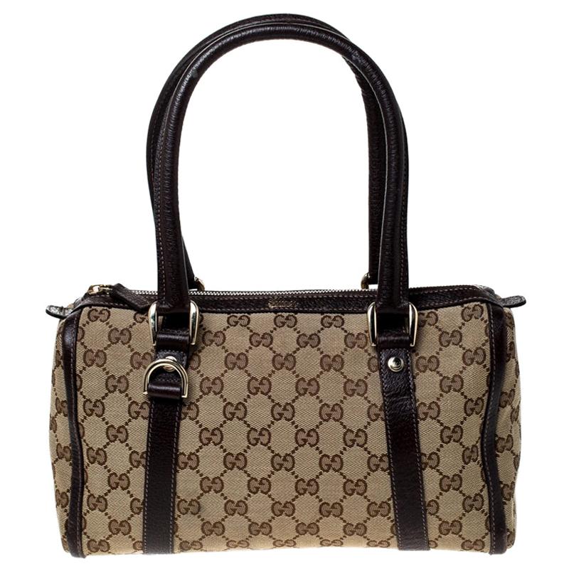 Gucci Beige/Ebony GG Canvas Small Joy Boston Bag