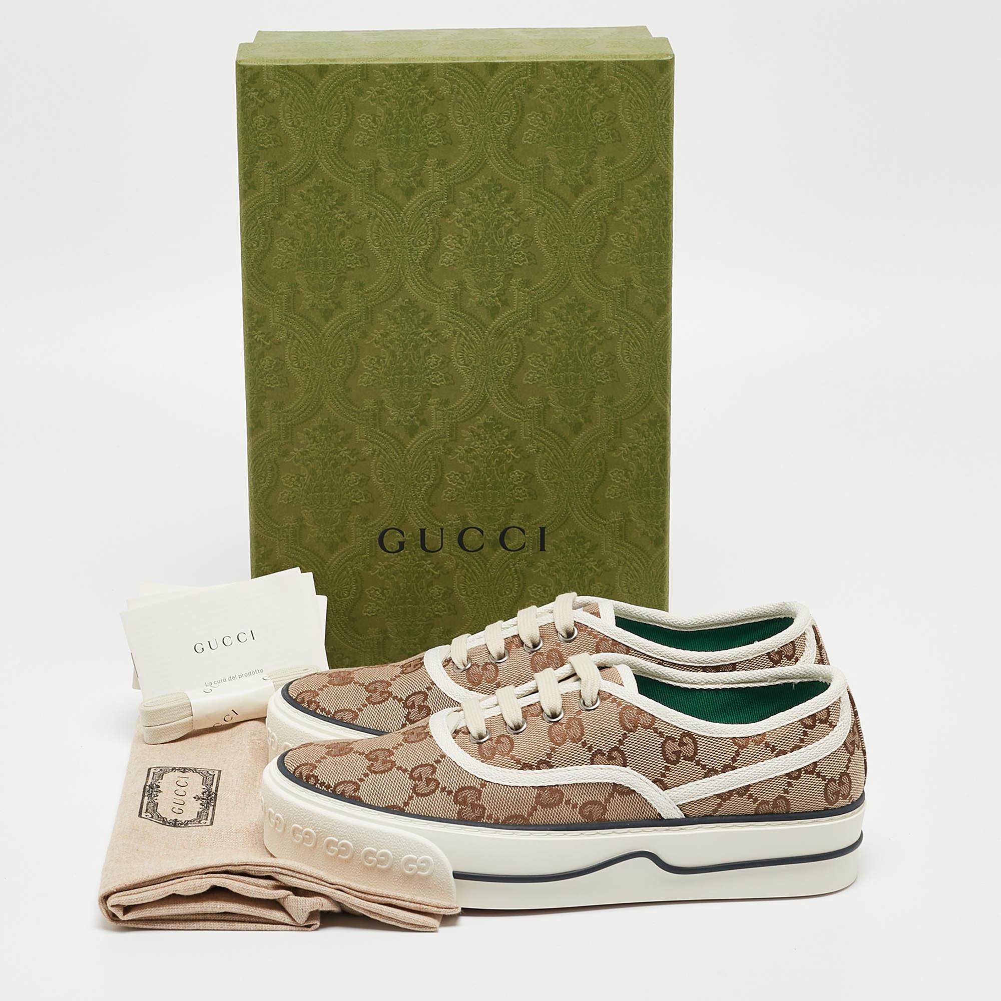 Gucci Beige/Ebony GG Canvas Tennis 1977 Sneakers Size 36 In Excellent Condition In Dubai, Al Qouz 2