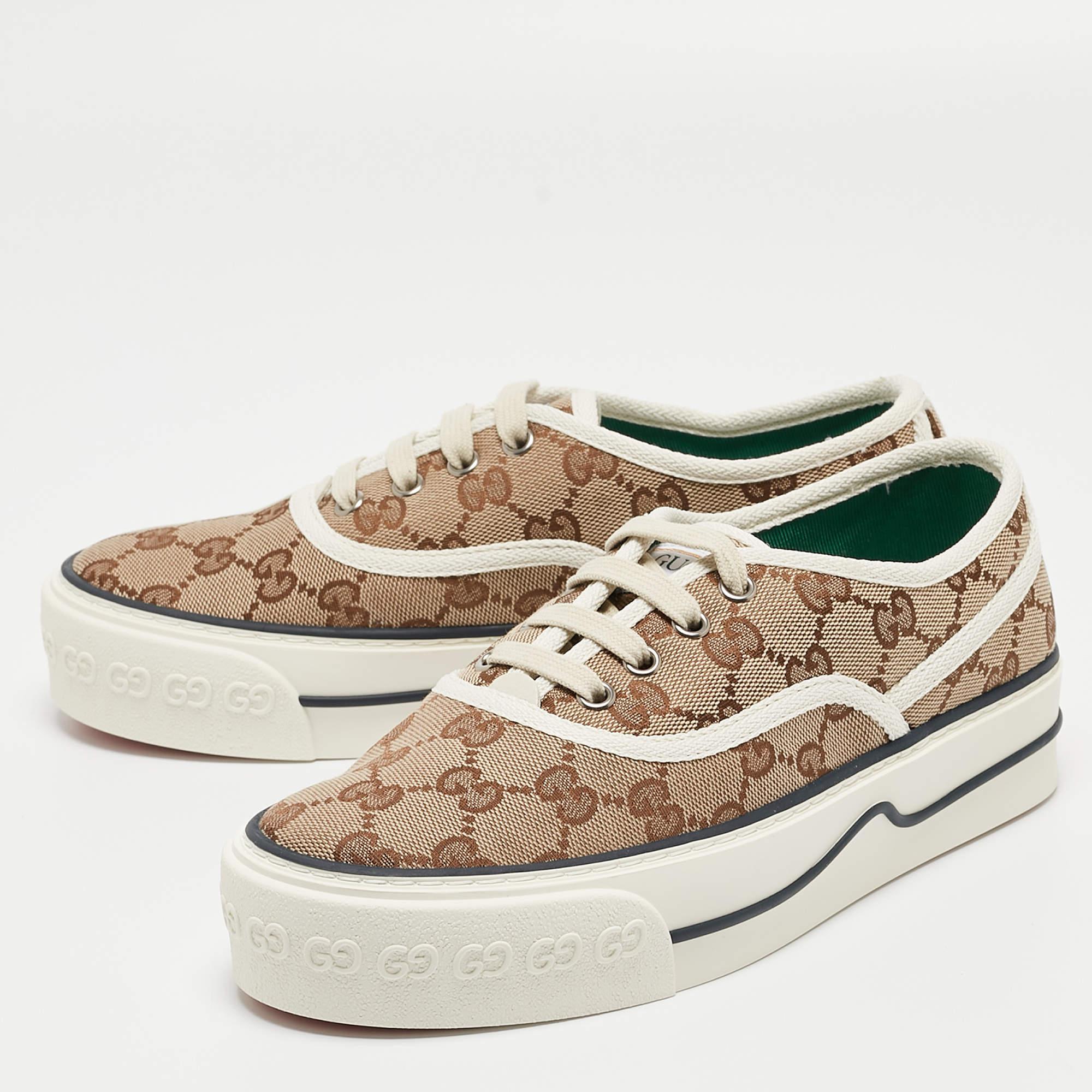 Gucci Beige/Ebony GG Canvas Tennis 1977 Sneakers Size 36 1
