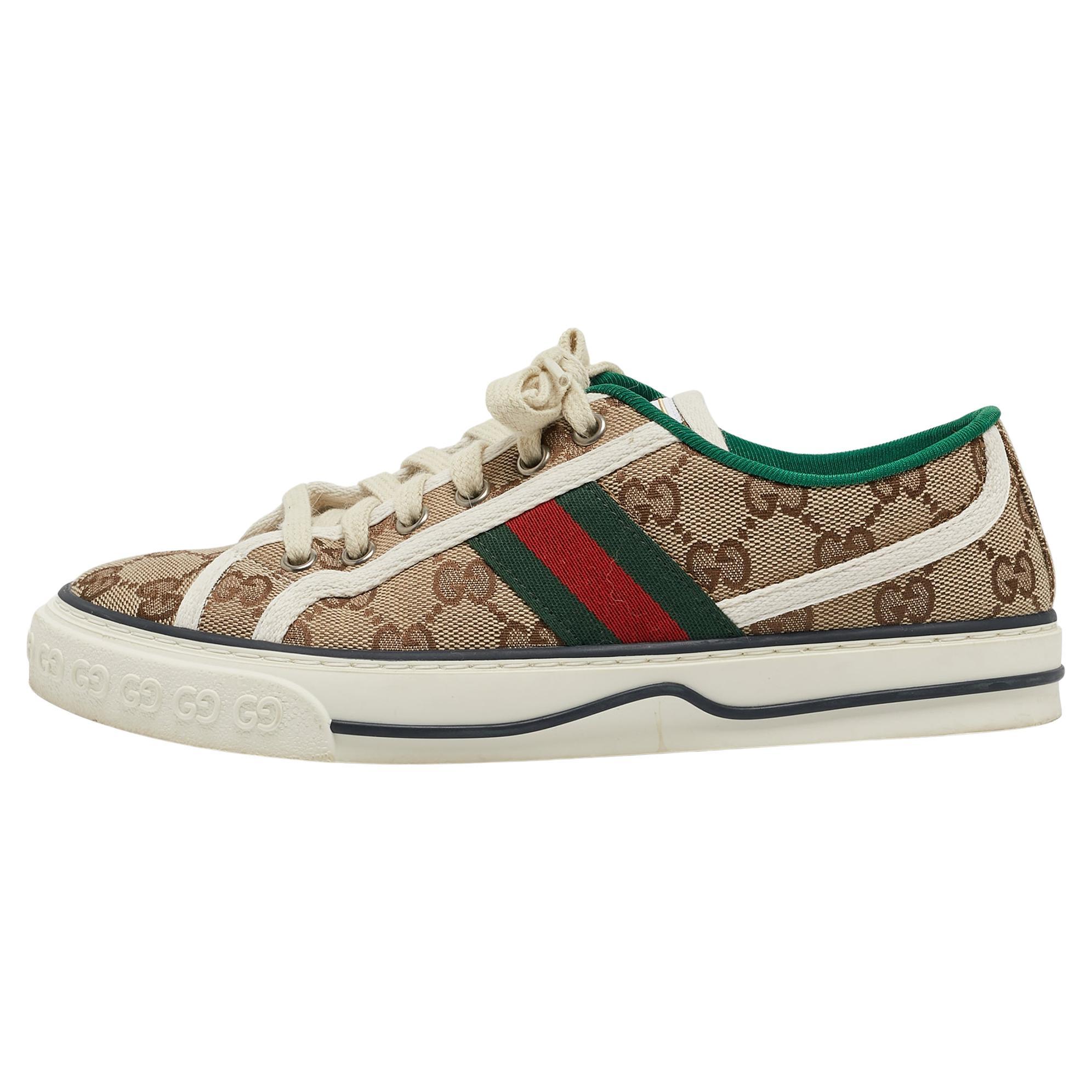 Gucci Beige/Ebony GG Canvas Tennis 1977 Sneakers Size 37.5