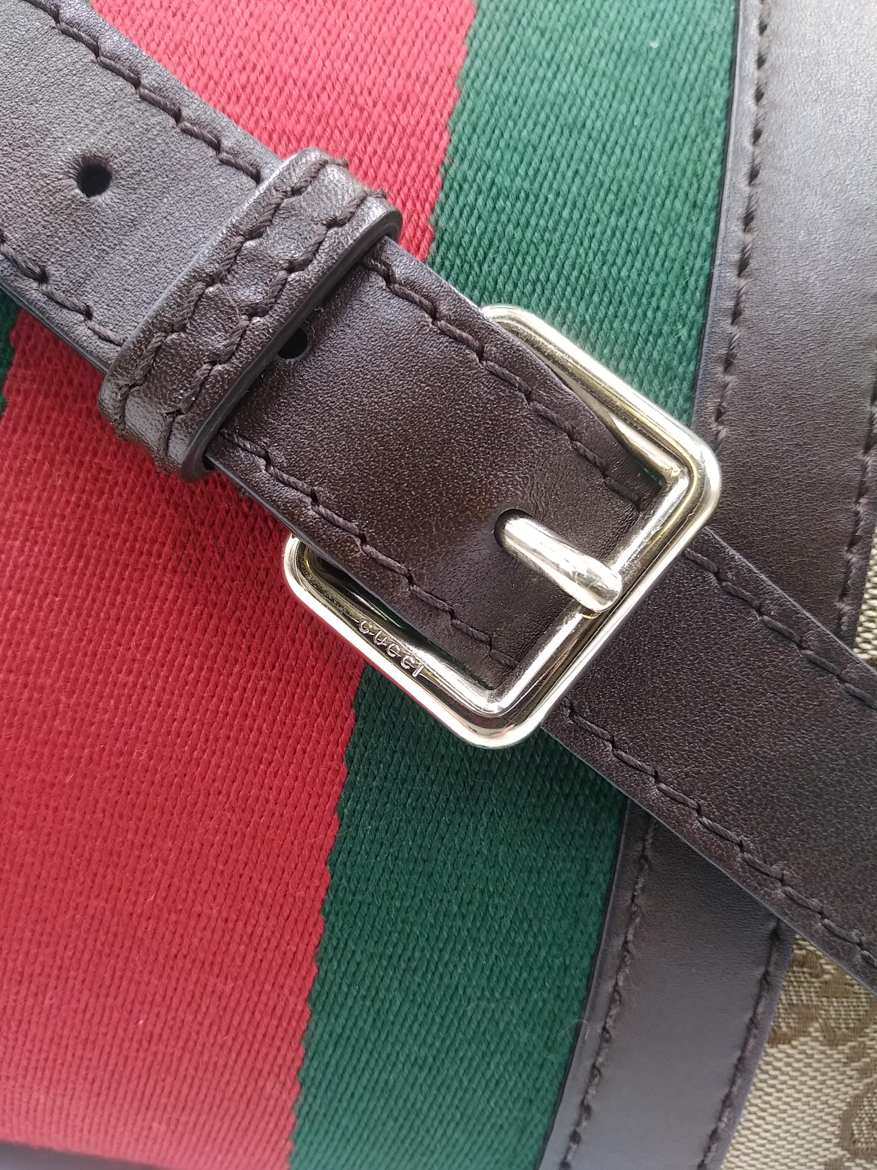 Gucci Beige/Ebony GG Canvas Vintage Web Medium Boston Bag with Shoulder Strap 7
