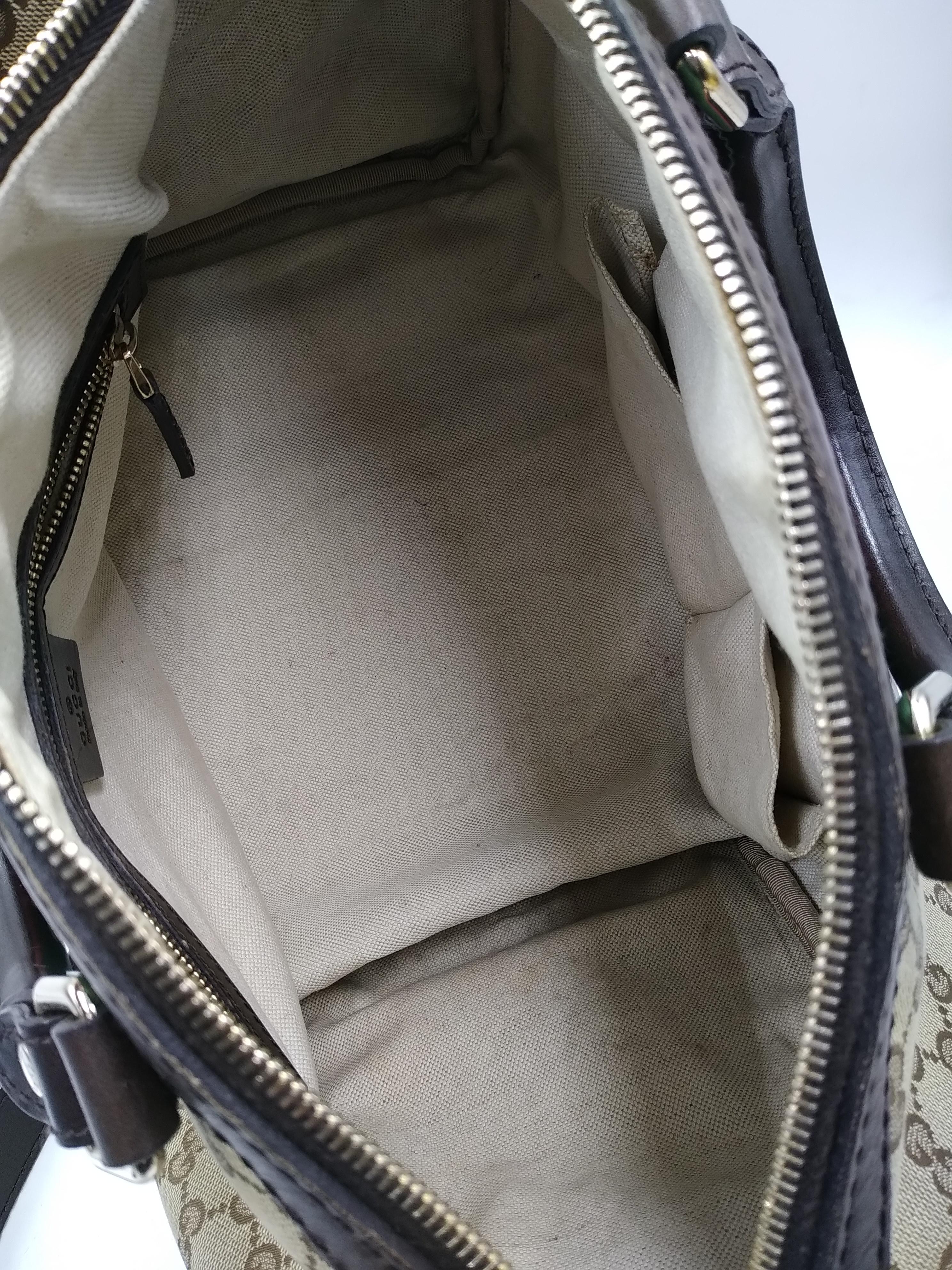 Gucci Beige/Ebony GG Canvas Vintage Web Medium Boston Bag with Shoulder Strap 9