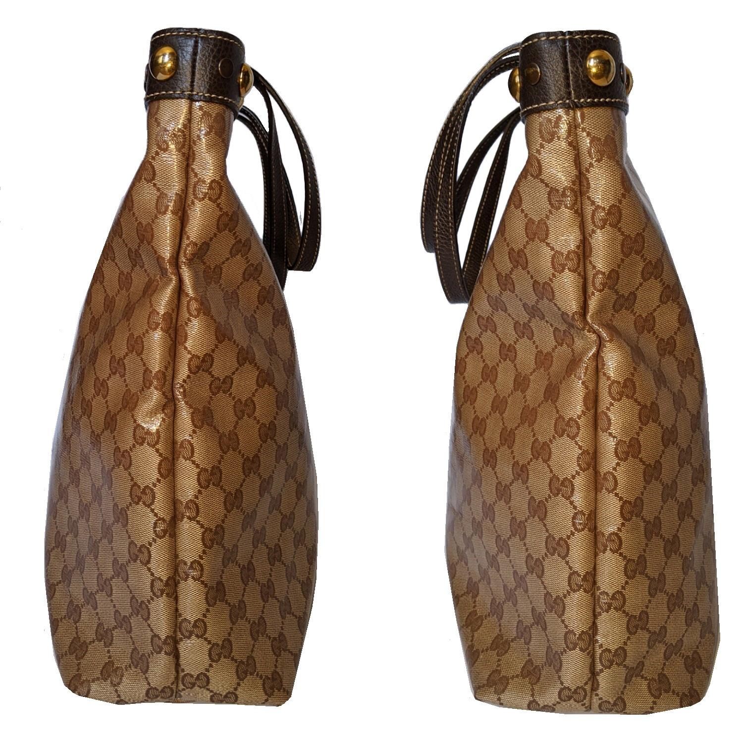da uomo o donna Gucci Beige/Ebano GG Crystal Babouska Tote con borchie