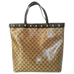 Gucci Beige/Ebano GG Crystal Babouska Tote con borchie