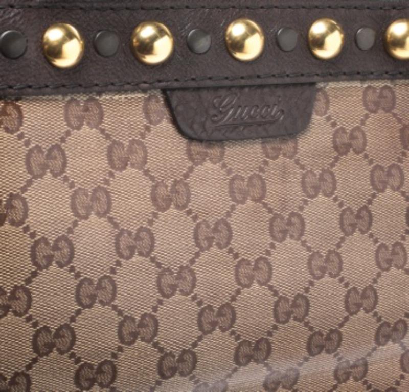 Gucci Beige/Ebony GG Crystal Canvas and Leather Medium Babouska Tote In condizioni discrete in vendita a Dubai, Al Qouz 2