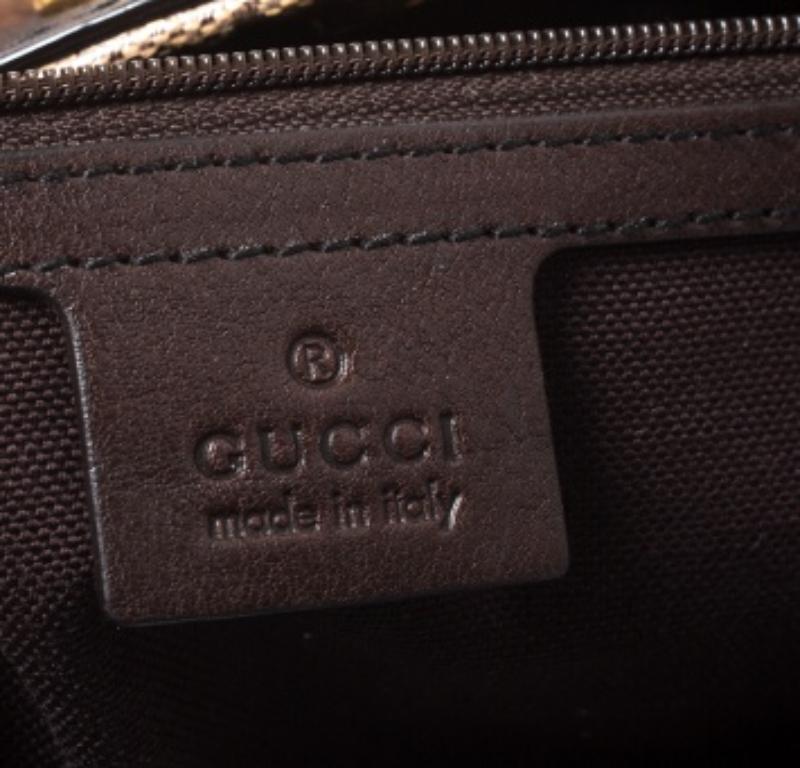 Gucci Beige/Ebony GG Crystal Canvas and Leather Medium Babouska Tote in vendita 4