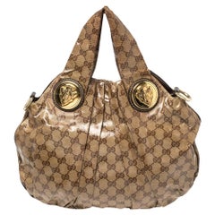 Gucci Beige/Ebony GG Crystal Canvas Medium Hysteria Hobo
