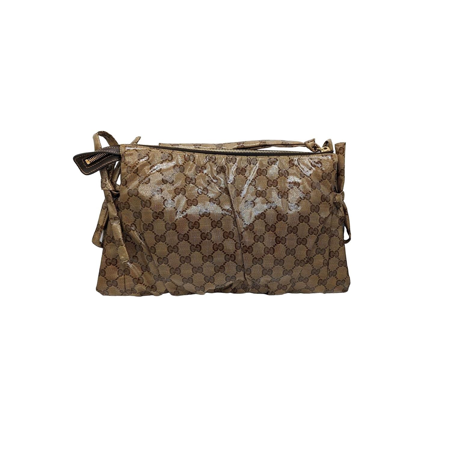 Women's Gucci Beige/Ebony GG Crystal Hysteria Clutch Bag For Sale
