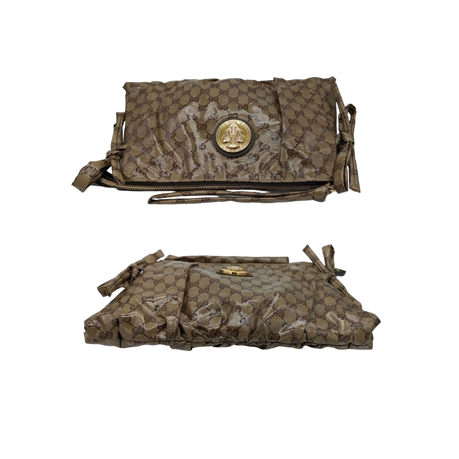 Gucci Beige/Ebony GG Crystal Hysteria Clutch Bag For Sale 2
