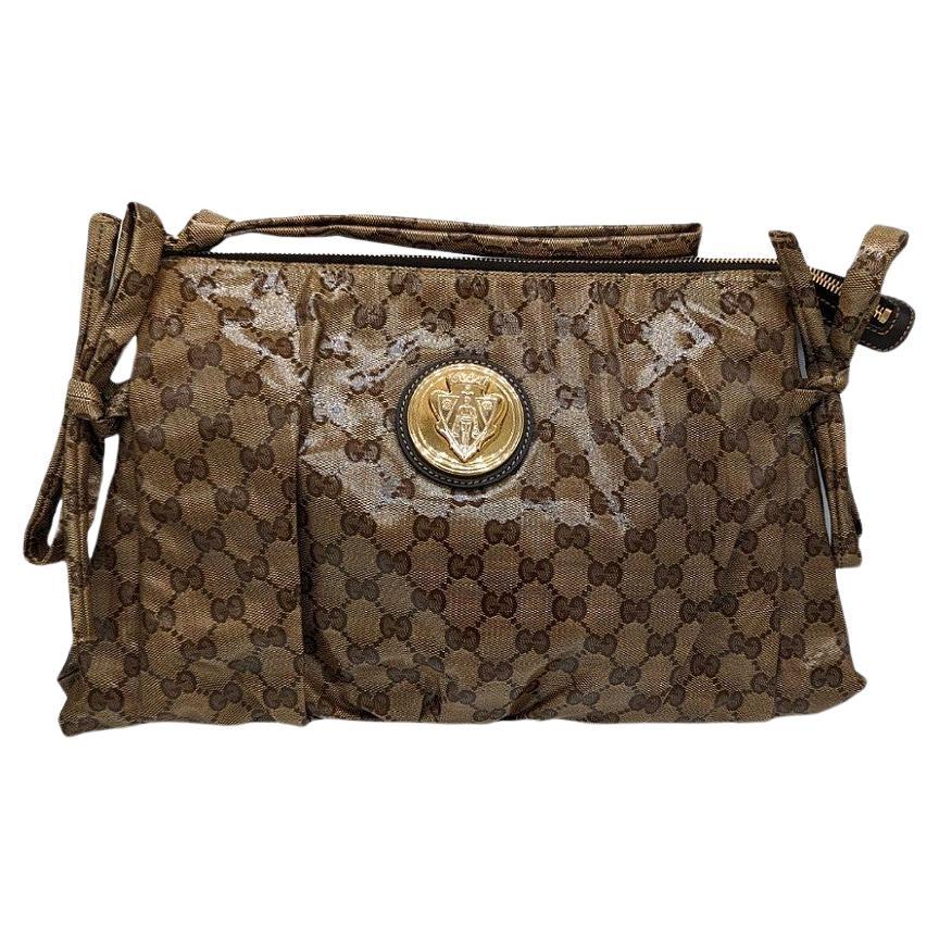 Gucci Beige/Ebony GG Crystal Hysteria Clutch Bag For Sale