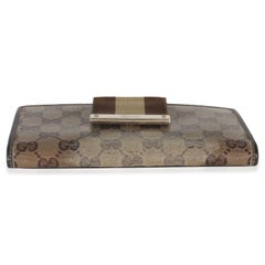 Gucci Beige Ebony GG Crystal Web Continental Long Wallet