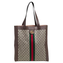 Gucci Beige/Ebony GG Supreme and Leather Large Ophidia Tote