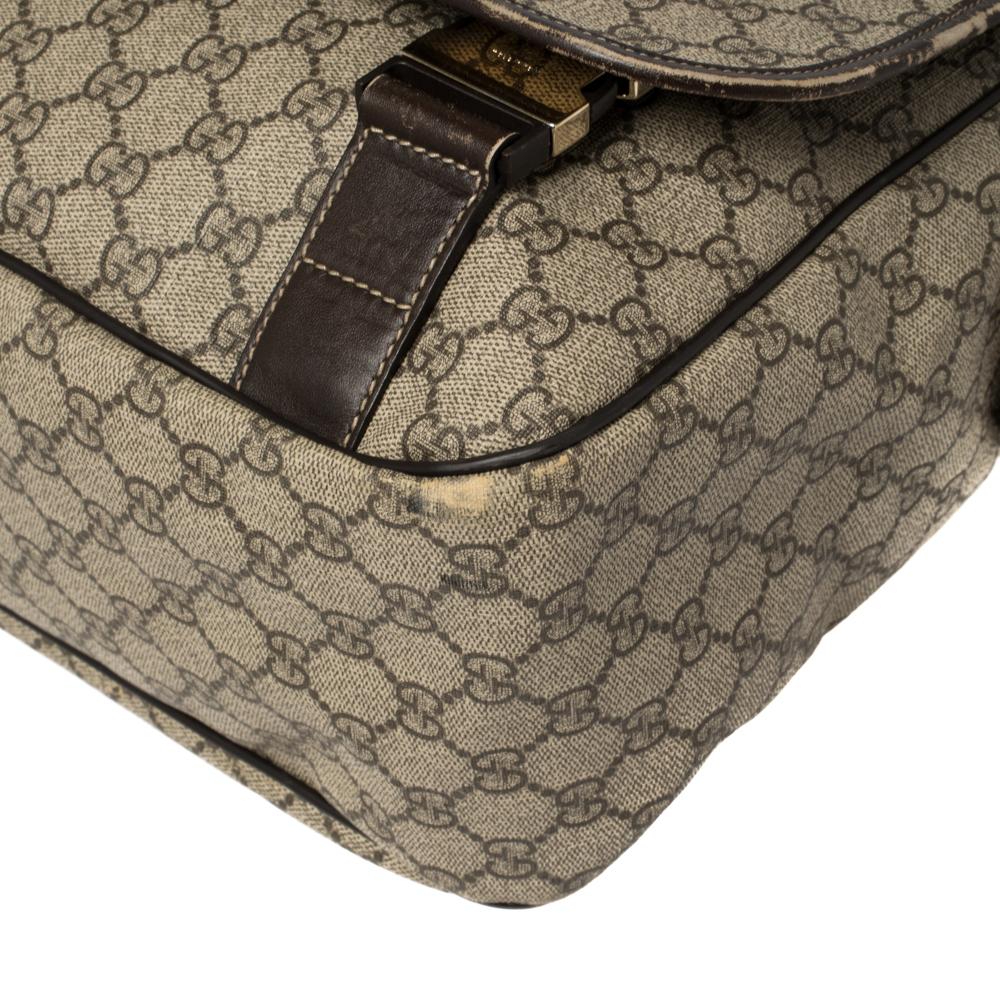 Gucci Beige/Ebony GG Supreme Canvas and Leather Messenger Diaper Bag 3