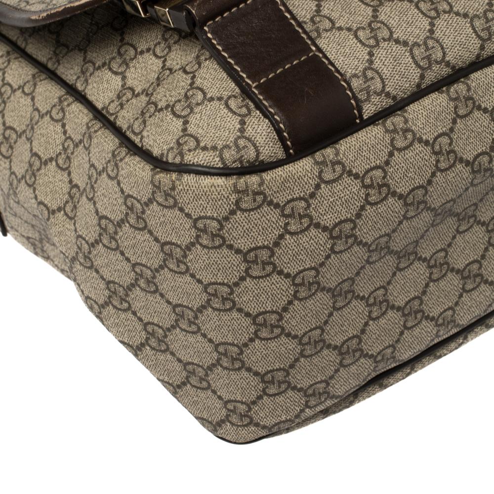 Gucci Beige/Ebony GG Supreme Canvas and Leather Messenger Diaper Bag 4