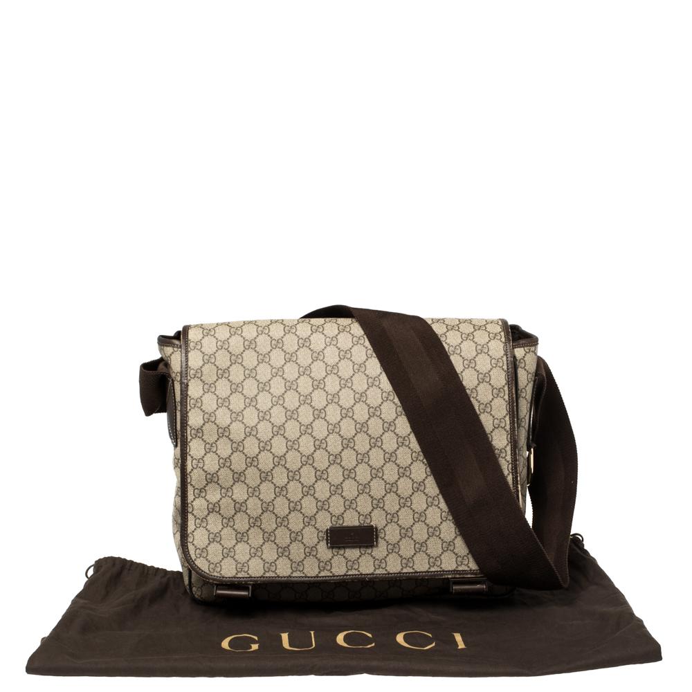 Gucci Beige/Ebony GG Supreme Canvas and Leather Messenger Diaper Bag 1